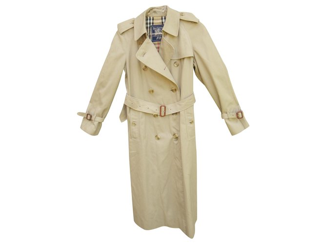 trench Burberry vintage taille 34/36 Coton Polyester Kaki  ref.125468