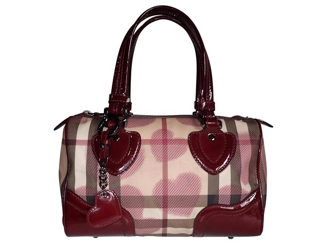 Burberry Hand bags Dark red Patent leather  ref.125473