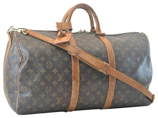 Louis Vuitton Keepall Bandouliere 50 Brown Cloth  ref.125486