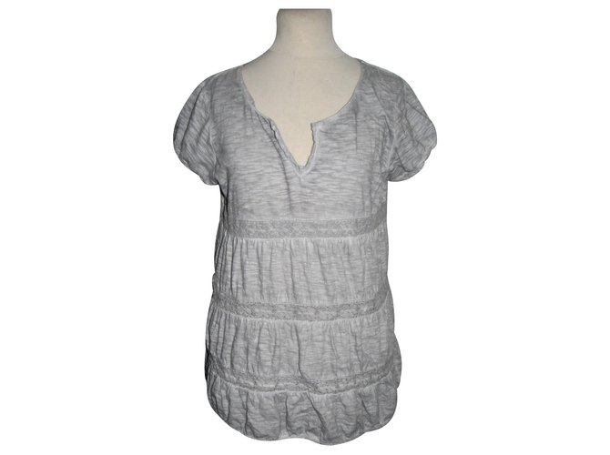 Odd Molly Tunic with lace Grey Cotton  ref.125497
