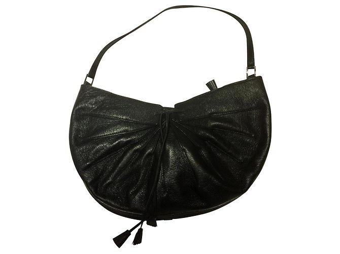 Bolsa meia-lua Anya Hindmarch em couro preto