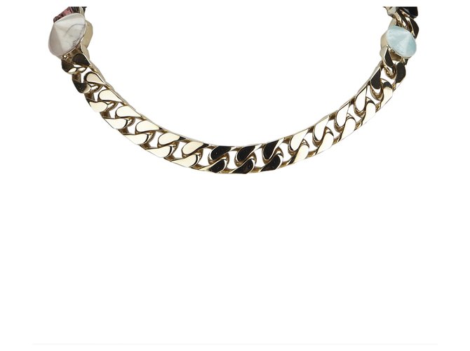 Fendi Pink Python Necklace Silvery Leather Metal  ref.125546