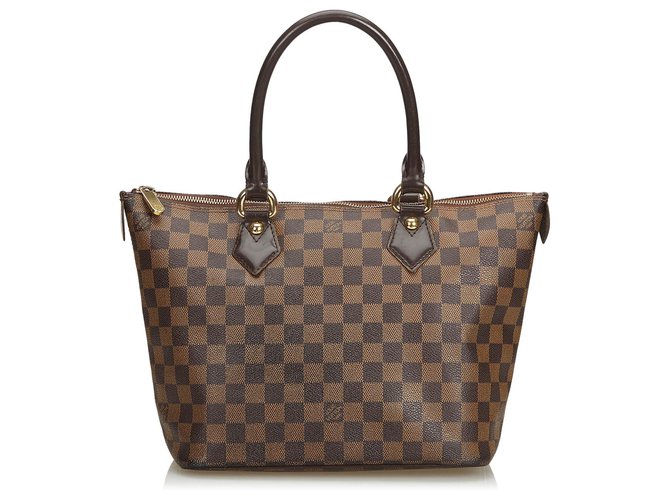 Louis Vuitton Brown Damier Ebene Saleya MM Leather Cloth  ref.125554