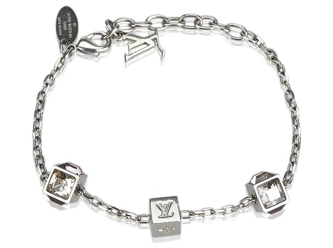 Louis Vuitton Silver Gamble Crystal Bracelet Silvery Pink Metal  ref.125599