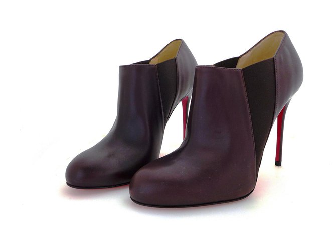 Christian Louboutin Botas de tornozelo Marrom Couro  ref.125629