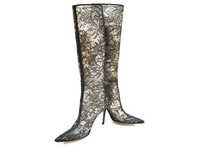 Christian Louboutin Boots Black Lace  ref.125639