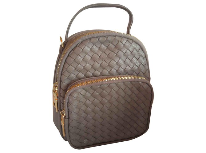 Autre Marque Leather backpack mini Grey  ref.125670