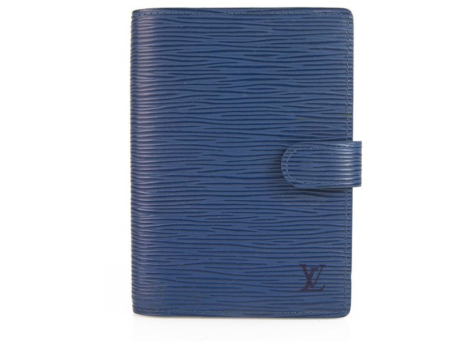 Louis Vuitton Small Ring Agenda Cover Blue Epi PM Day Planner Leather  ref.125681