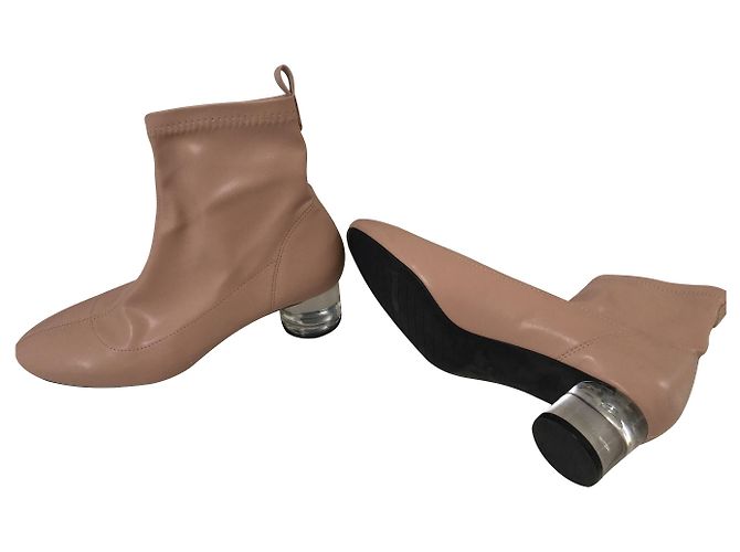Botas Zara beige con tacón de plexiglass