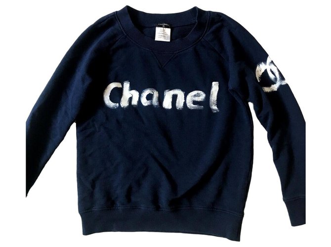 Chanel 2013 Sweat-shirt bleu édition limitée de Noël Coton  ref.125762