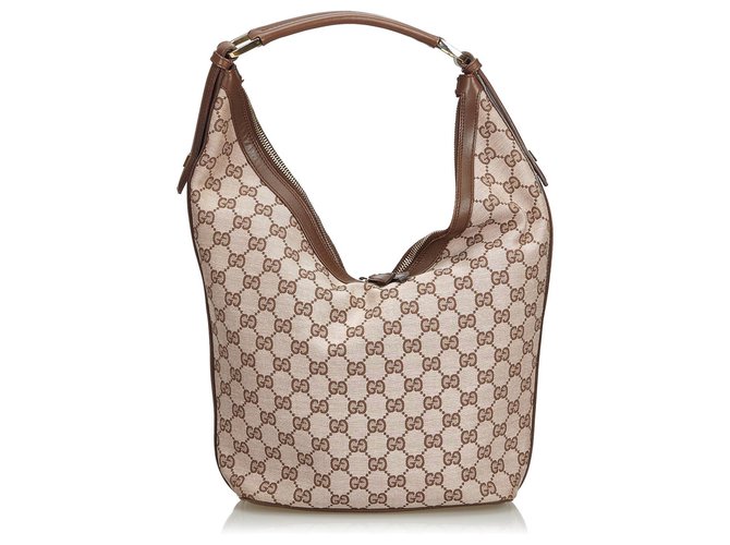 Gucci Brown GG Canvas Shoulder Bag Beige Leather Cloth Cloth  ref.125769