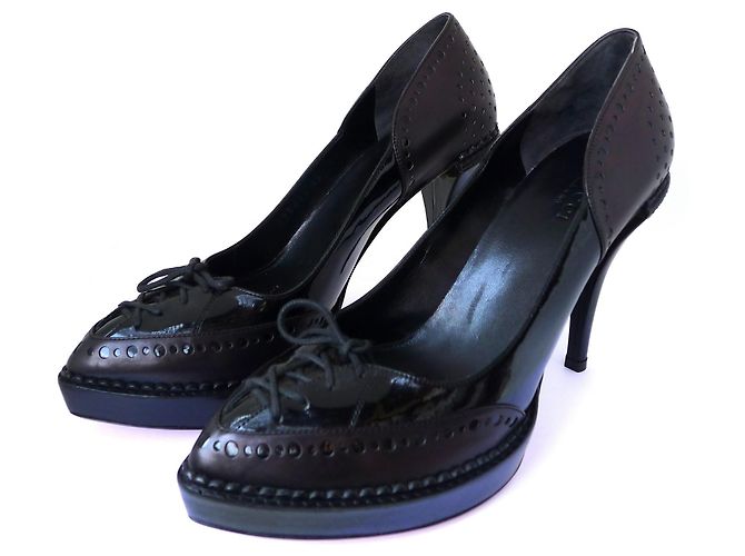 Gucci Riddle Black Leather Platform Heels 36
