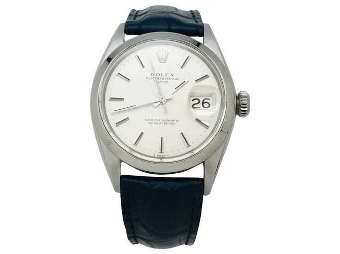 Rolex watch, model "Oysterdate Perpetual Date" in steel on leather.  ref.126021