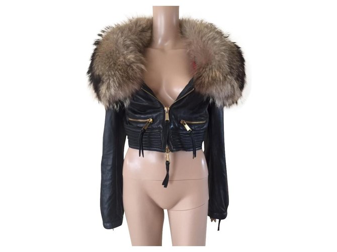 Dsquared2 Coats, Outerwear Black Leather Fur  ref.126034