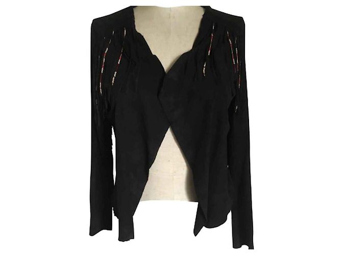 VESTE INDIENNE À FRANGES IKKS Noir