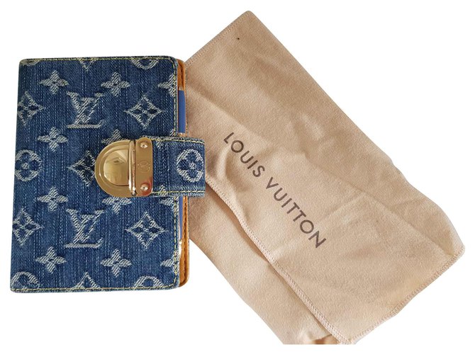 Blue Denim Louis Vuitton Diary D'oro Giallo Pelle Panno  ref.126135