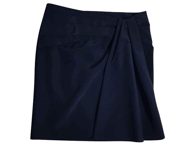 Saia Viktor & Rolf Azul Marinho de Seda Tamanho 40