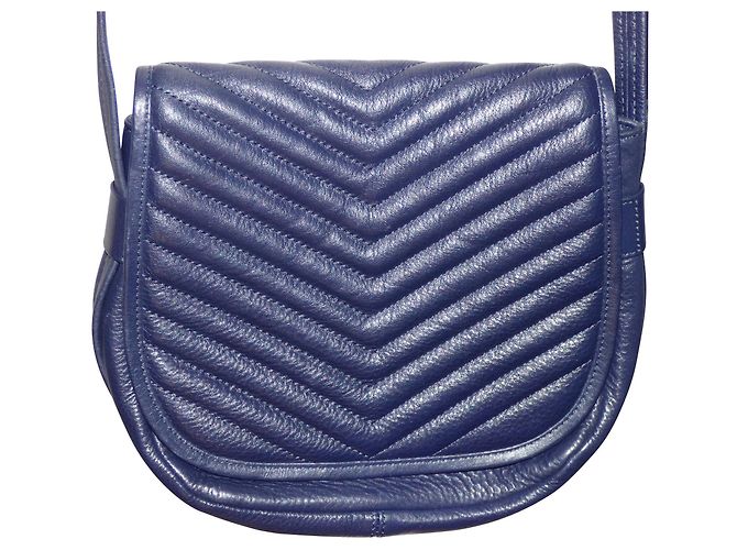 One Step Navy Blue Leather Messenger Bag