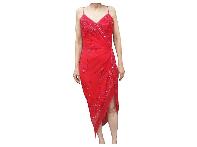 Autre Marque Bellville Sassoon - Lorcan Mullany - Verziertes Perlenkleid Rot