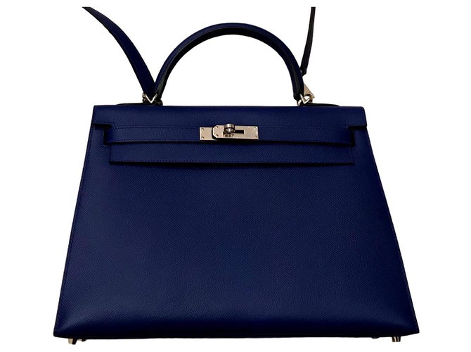 Kelly hermès saddler 32 cm Blue Leather ref.126250 - Joli Closet