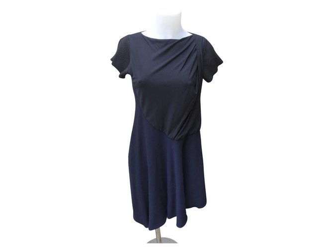 Balenciaga Dresses Black Navy blue Wool Elastane Rayon  ref.126263