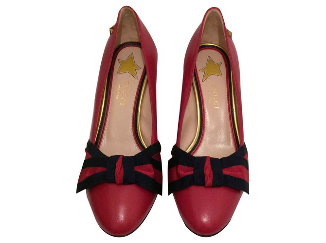 Escapins rouge Gucci 37 IT - 37,5 Fr Cuir  ref.126264