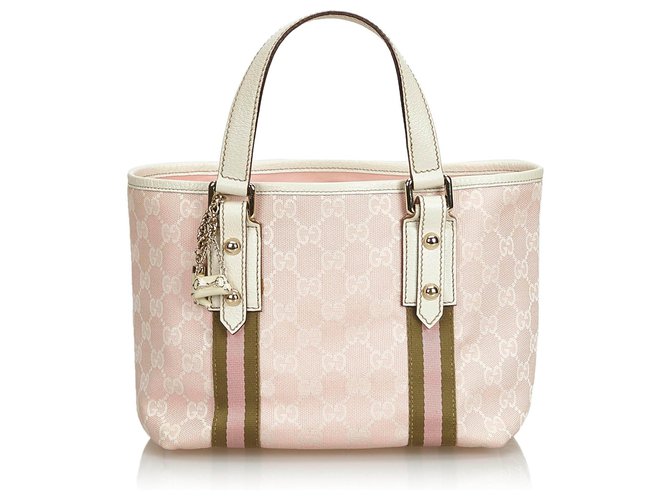 Gucci Brown GG Jacquard Jolicoeur Tote Bag Pink Beige Leather Cloth  ref.126274