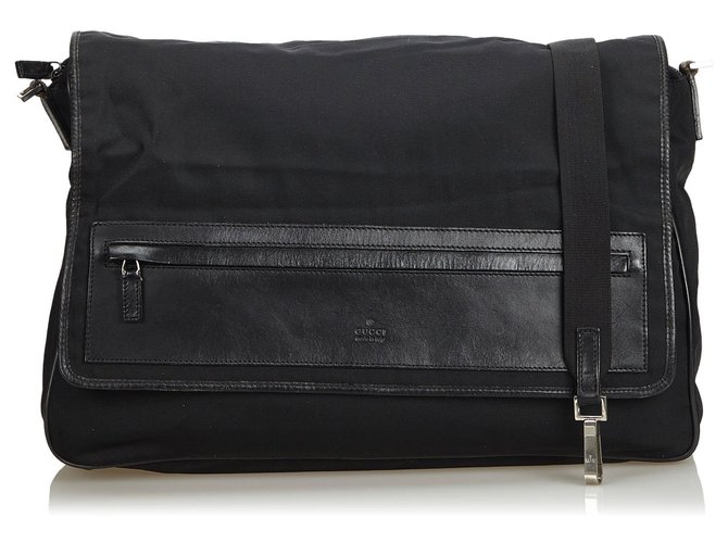 Gucci Black Canvas Messenger Bag Leather Cloth Cloth  ref.126293