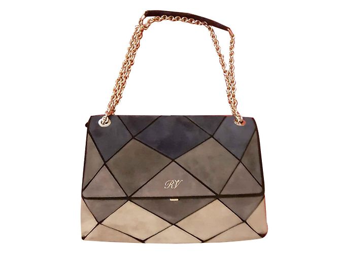 Borsa Roger Vivier Prisma in camoscio blu e grigio Multicolore