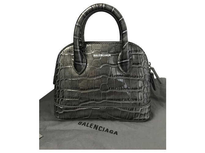 Nuovo timbro cocco BALENCIAGA CITY XXS NEW BAG Grigio Pelle  ref.126394