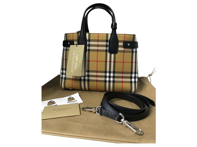 BURBERRY The Small Banner in Vintage Check and Leather SAC BORSA Multiple colors Cloth  ref.126398
