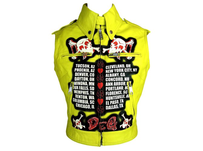 Dolce & Gabbana Biker jackets Yellow Leather  ref.126410