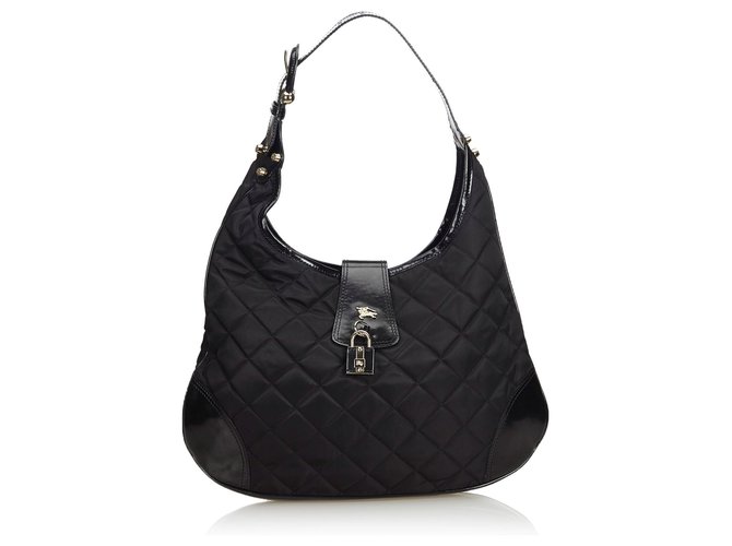 Burberry Black Quilted Nylon Brooke Hobo Bag Leather Cloth  ref.126501