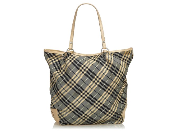 Burberry Brown Nova Check Canvas Tote Bag Multiple colors Beige Leather Cloth Cloth  ref.126507
