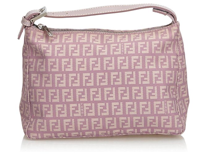 Fendi Purple Zucchino Jacquard Handbag Porpora Pelle Panno  ref.126522