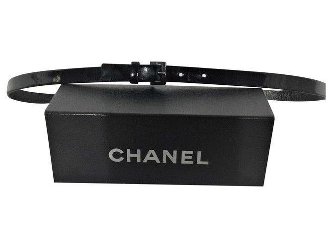 Ceinture Chanel, Cuir verni Noir Cuir vernis  ref.126623