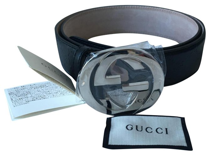 Guccissima Man's Belt Nero Pelle  ref.126631