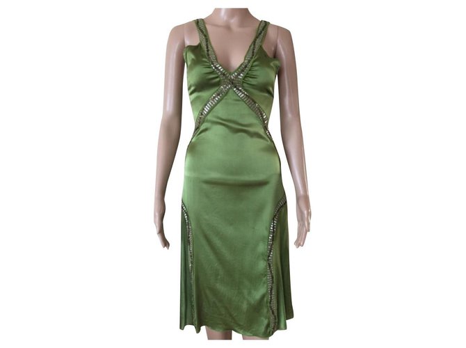 John Richmond Dresses Green Silk  ref.126662