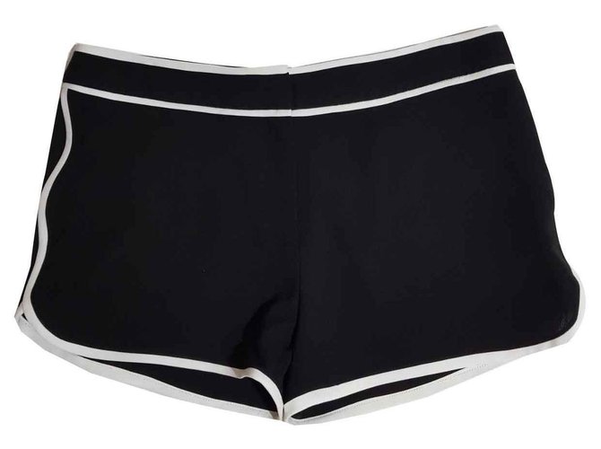 Diane Von Furstenberg Pantalones cortos Negro Blanco Poliéster Acetato  ref.126681