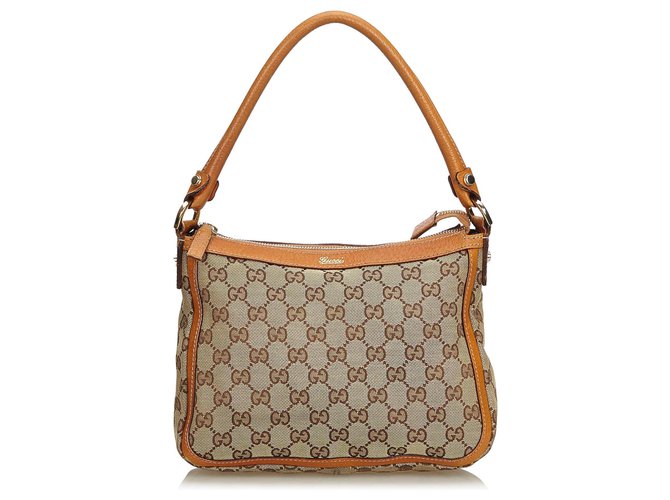Gucci Brown GG Canvas Shoulder Bag Leather Cloth Cloth  ref.126709