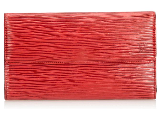 Louis Vuitton Red Epi Porte Tresor International Leather  ref.126725