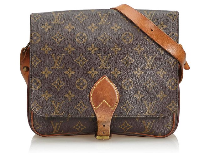 Louis Vuitton Brown Monogram Cartouchiere GM Leather Cloth  ref.126735