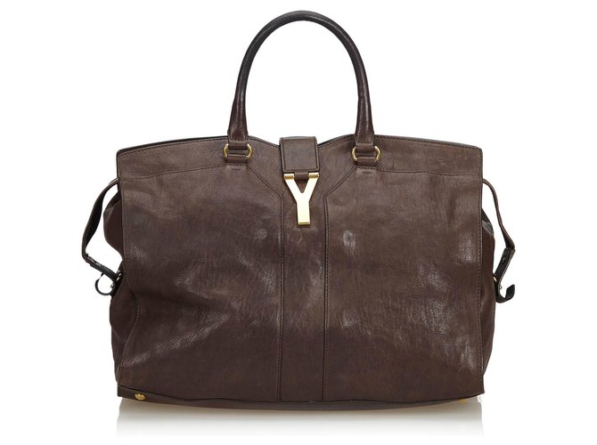 Yves Saint Laurent Bolso YSL De Cuero Marrón Chas Chyc Castaño Marrón oscuro  ref.126736