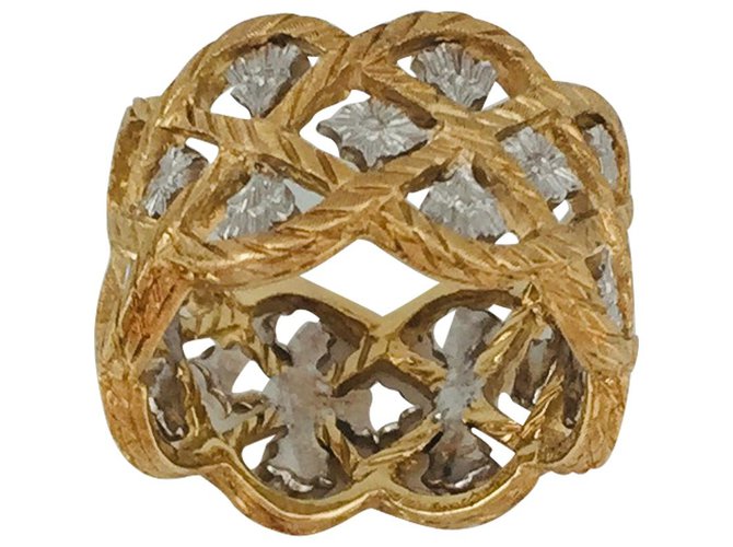 Buccellati ring, "Starry", two golds. White gold Yellow gold  ref.126797