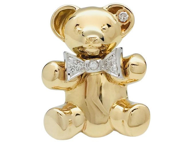 inconnue Anhänger, Brosche "Bear" zwei Gold und Diamanten. Weißgold Gelbes Gold  ref.126800