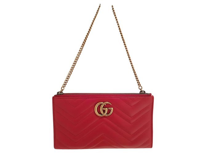 Gucci Clutch-Taschen Rot Leder  ref.126845