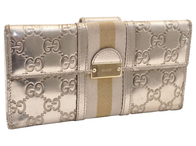 Gucci long wallet Silvery Leather  ref.126893