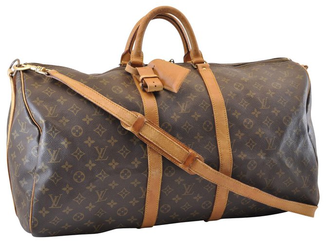 Louis Vuitton Keepall Bandouliere 55 Brown Cloth  ref.126897