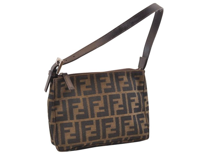 Borsa a mano Fendi Zucca Marrone Tela  ref.126924