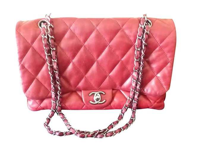 Chanel Classic Timeless Red Lambskin  ref.126929